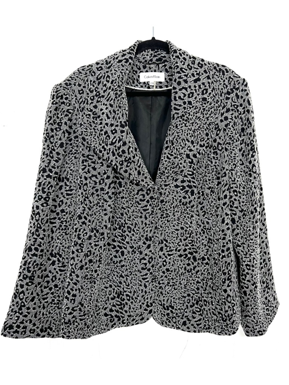 Calvin Klein Jacket Grey Black Leopard Pattern Plus Size 24W